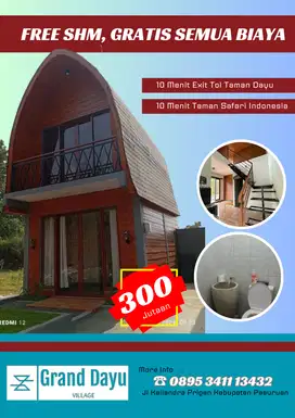 Beli Villa Gratis Semua Biaya Dekat Taman Safari dan Taman Dayu