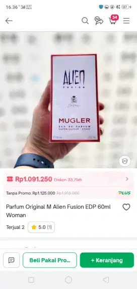 Parfum wanita Alien fusion Mugler 60ml