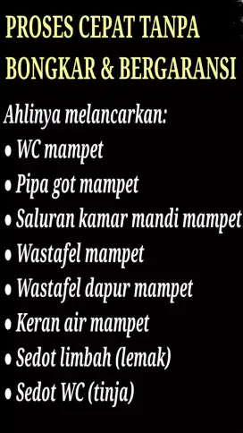 Tukang service Pipa, Wastafel, Keran Mampet & Sedot WC Toilet Buntu