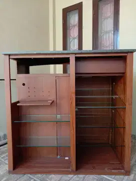 Meja Display Penjualan Kayu Jati + Topping Batu Granit Asli