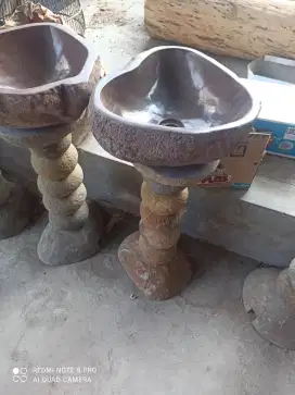 Wastafel batu kali +tiang