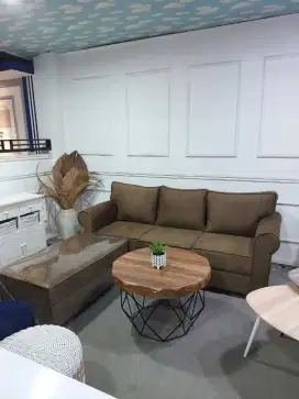 Sofa set selonjoran tanpa meja