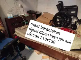 Tempat tidur dipan kayu jati asli uk 210x150