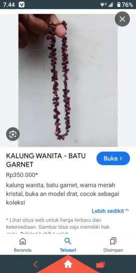 Aksesoris batu garnet ori ungu