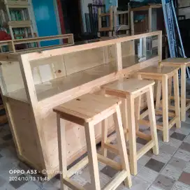 Bangku +etalase kayu jati landa vinising natural