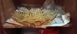 Amber glass sunflower bowl