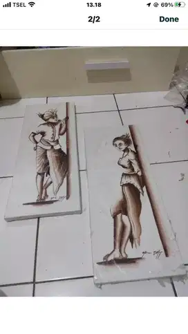 lukisan diatas kanvas gambar pria dan wanita