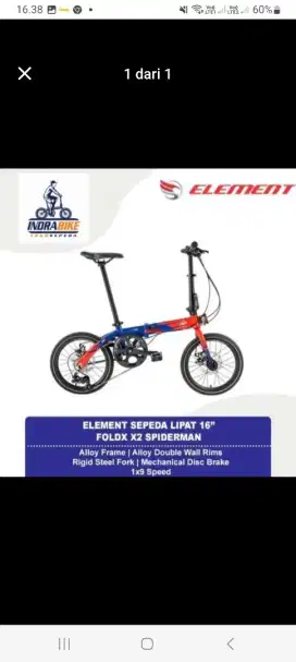 ELEMENT Sepeda Lipat Foldx X2 Spiderman,
new, nego sampai jadi.