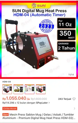 Mesin Pres Mug HDM 04 Sun