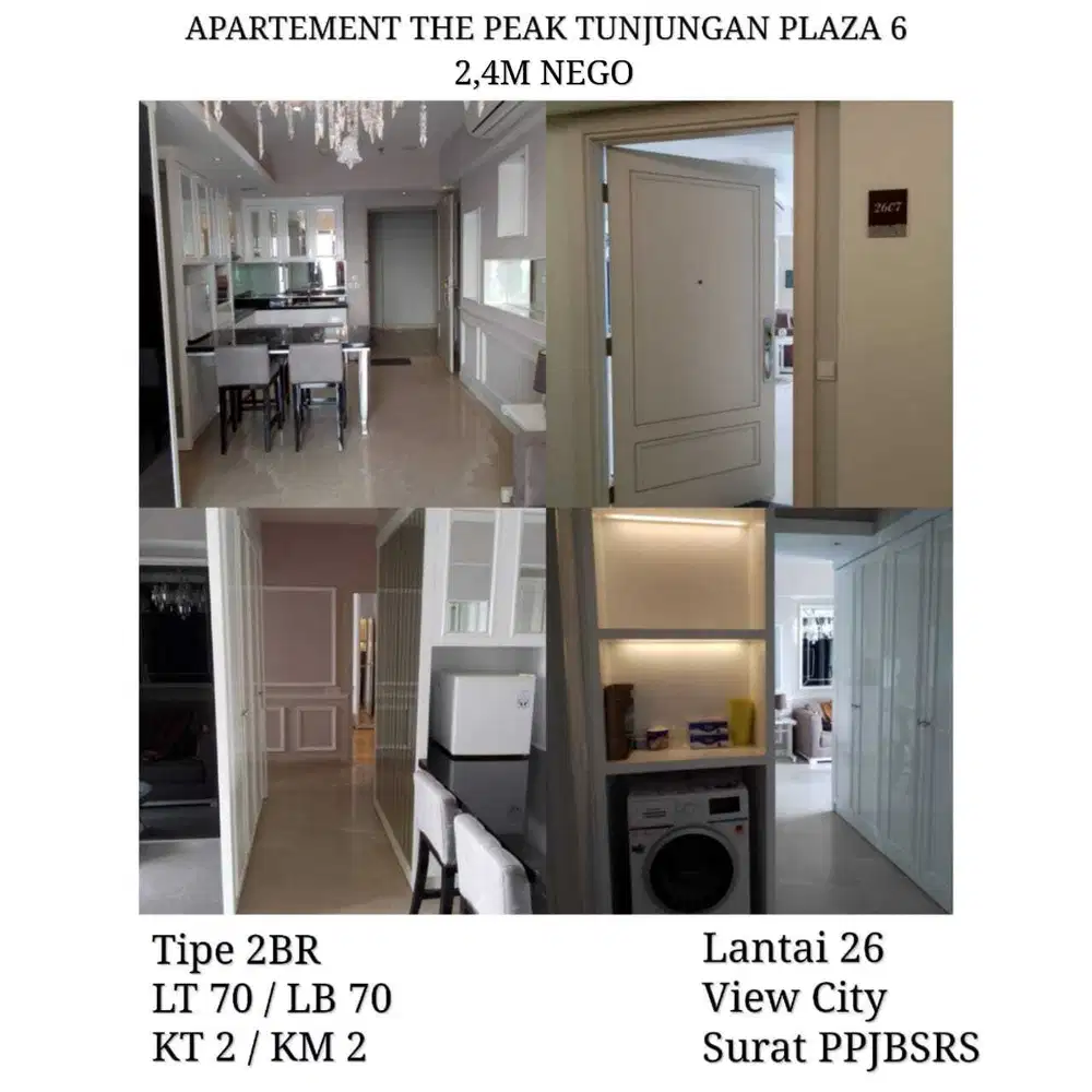 Apartement THE PEAK Tunjungan Plaza Mall 2BR Mewah Full Furnish Baru