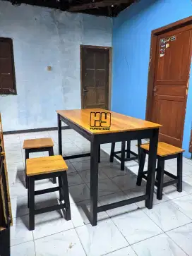 Set meja kursi warung makan, set meja kursi kedai resto