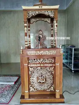 Mimbar masjid khutbah ukir kayu jati