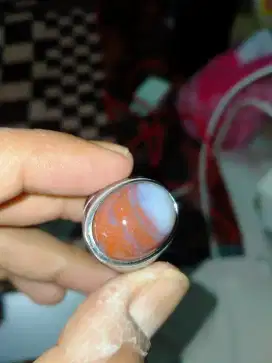 cincin akik motif merah putih material garut