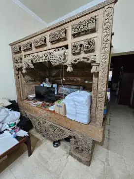 Dipan tempat kasur kayu jati ukiran madura sumenep