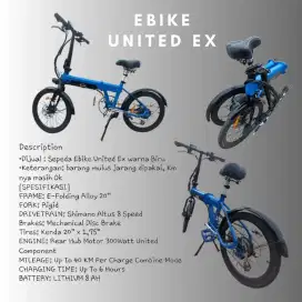 Sepeda listrik lipat Ebike United EX warna Biru