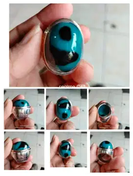 Juwal batu cincin lawas bacan Doko jumbo motif angka 9/6 .ring  perak