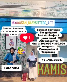 Loker jasa penyalur baby sitter, art