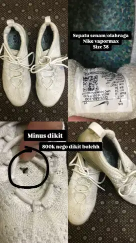 Di jual sepatu nike vapormax bekas untuk senam