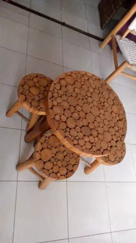 Meja koin set kayu jati