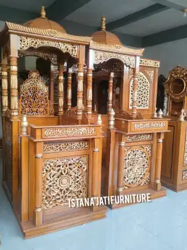 mimbar masjid kayu jati ornamen ukiran