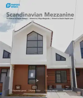 Rumah mezzanin scandinavian akses strategis 5 menit dari stasiun Depok