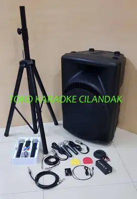 speaker aktif karaoke lengkap mic dan kabel dari tv smart