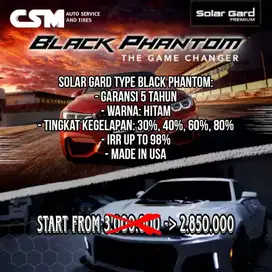 Kaca Film Solar Gard Black Phantom. Tersedia ukuran 30%, 40%, 60%, 80%