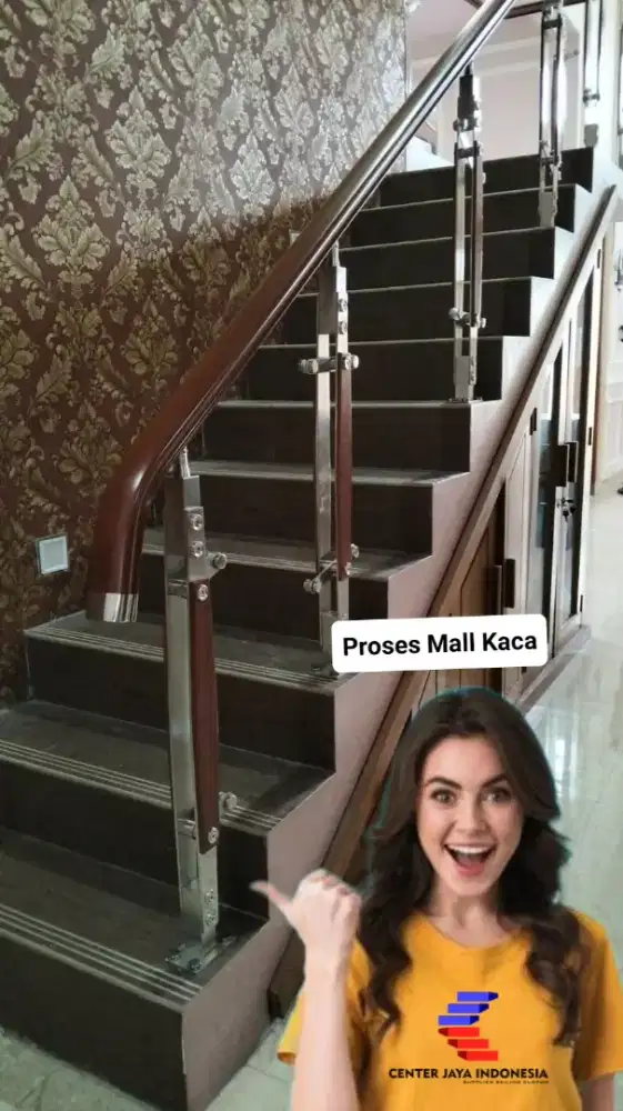 Railing Tangga Kombinasi Kayu