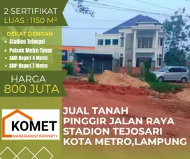 Tanah pinggir jalan raya stadion tejosari 24 metro timur