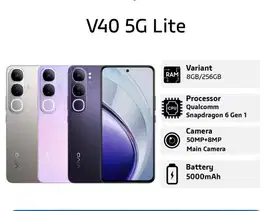 Baru..Vivo V40 Lite 5G 8/256 Garansi Resmi (Warna : Silver)