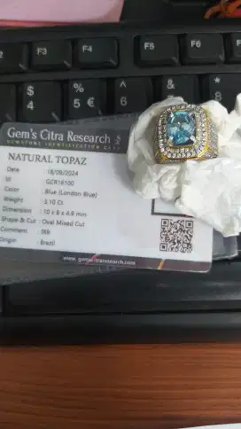 Natural Topaz ring perak micro ukuran ring 18