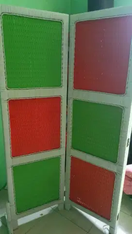 Penyekat ruangan rotan 3 pintu