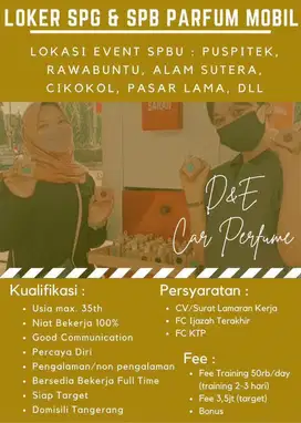 Dibutuhkan spg & spb pengharum mobil .
