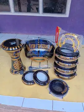 ALAT MUSIK REBANA 1 PAKET MOTIF, BAHAN KAYU MAHUNI