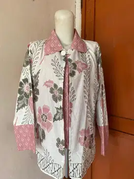 Blouse batik kerja atasan batik semi outer  full kancing soft