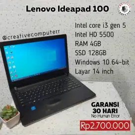 Laptop Lenovo 100 second core i3 SSD 128gb
