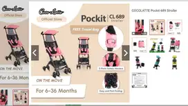 CocoLatte Stroller CL-689 Pockit PINK