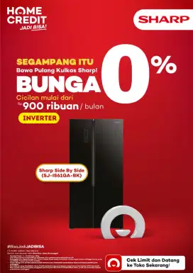 KREDIT KULKAS SHARP CICILAN 0% DAN BEBAS 2X CICILAN