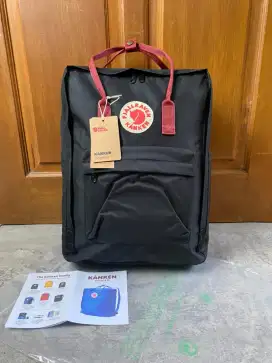 TAS BACKPACK TAS RANSEL TAS DAYPACK FJALLRAVEN KUNKUN HITAM TALI MERAH