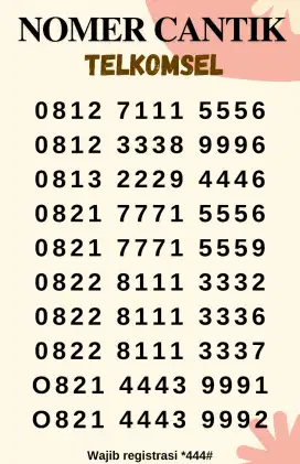 NOMER CANTIK TELKOMSEL , DOUBLE TRIPLE