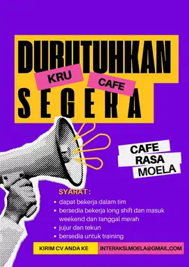 Kru Cafe long shift 12 jam interaksi.moela@gmail