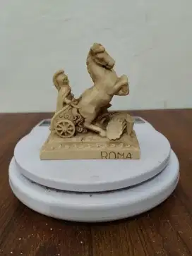 Roman Gladiator Chariot and Horses Mini Statue, Made in Italy,