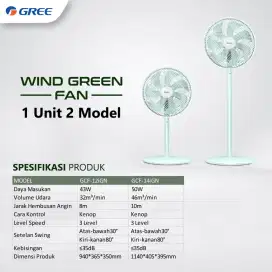 Wind Green Fan Gree GCF12IGN 43 Watt Kipas Angin Stand Gree GCF12IGN