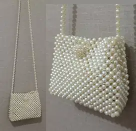 Tas Selempang Motek Mote Manik Mutiara Sling Bag Beaded Pearl Bekas