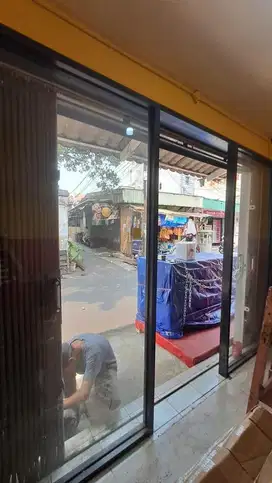 Pintu kaca sliding frame aluminium nego sampai jadi