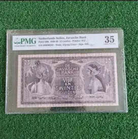 Uang kertas kuno PMG 25 Gulden seri Wayang 1934