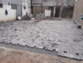 Pemasangan paving blok + pengaspalan