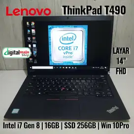 Lenovo ThinkPad T490 Core i7 Gen8 16GB 256 14 FHD Slim bertenaga