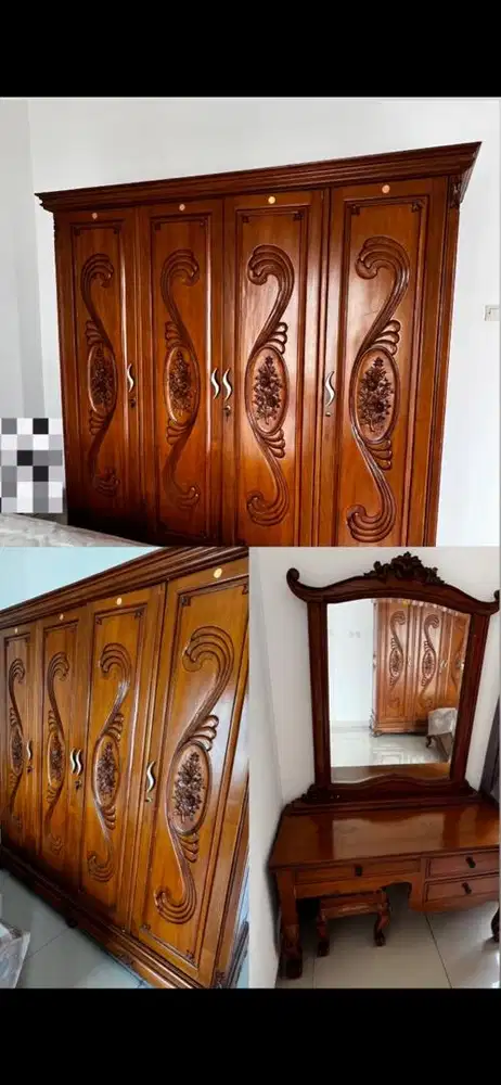 Di jual lemari dan meja rias asli kayu jati masih sangat bagus
