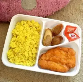 Nasi Kuning BENTO Chicken Katsu Egg Chicken Roll Termurah Halal